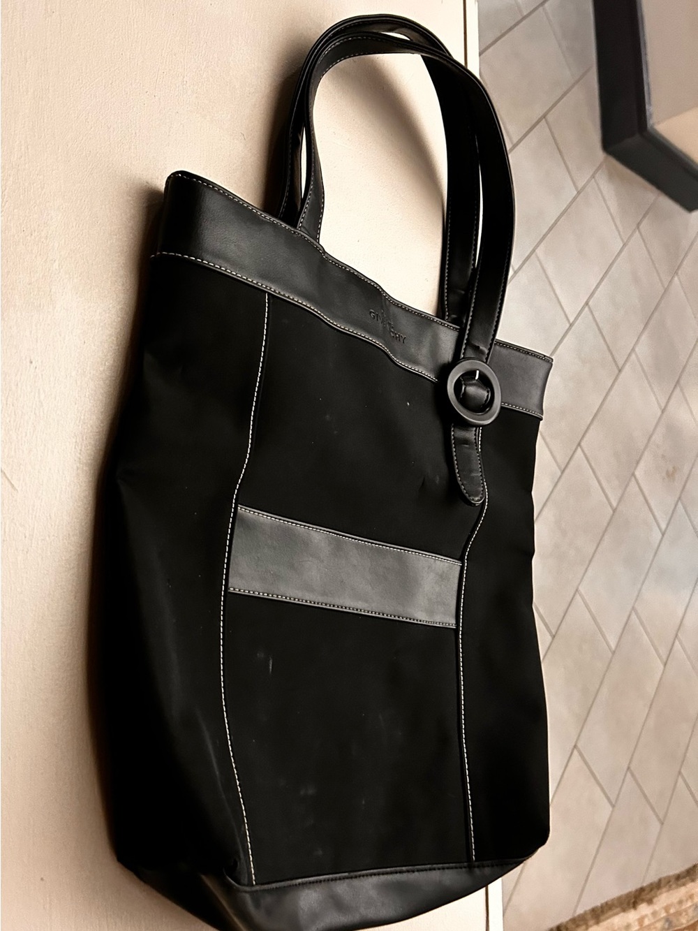 Givenchy Men's Black Messenger Tote with Leather Trim unisex